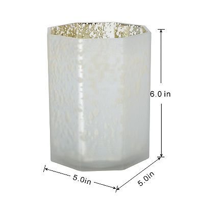 Hexagon Speckled Glass Votive Candle Holder