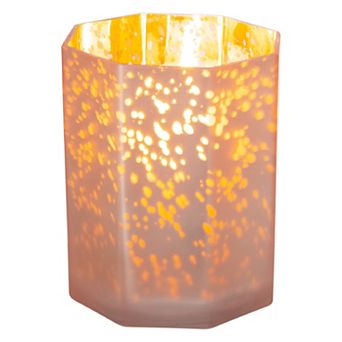 Hexagon Speckled Glass Votive Candle Holder