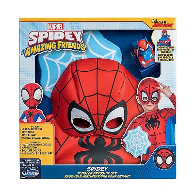 Marvel Spidey Amazing Friends Hulk Costume For Toddlers - Superhero Dress-Up Jumpsuit With Mask, Ages 2+