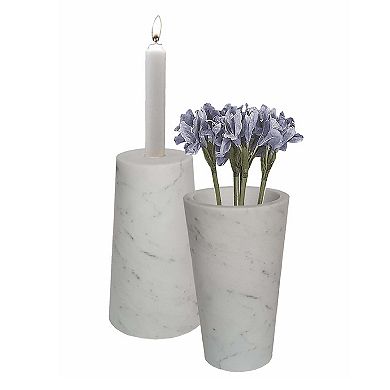 Marble Candle Holder & Flower Vase Set Table Décor