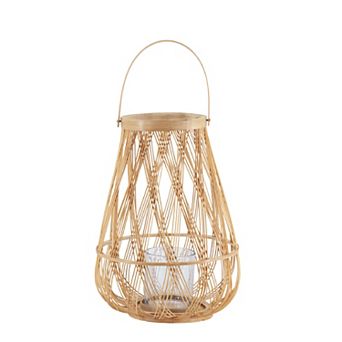 A&B Home Sienna Bamboo Candle Lantern Floor Decor