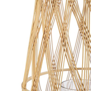 A&B Home Sienna Bamboo Candle Lantern Floor Decor