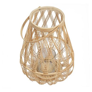 A&B Home Sienna Bamboo Candle Lantern Floor Decor
