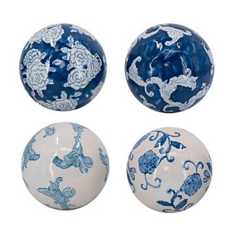 Floral Scroll Orb Table Decor 4 pc Set