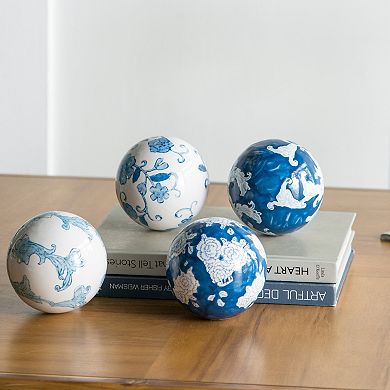 Floral Scroll Orb Table Decor 4-piece Set