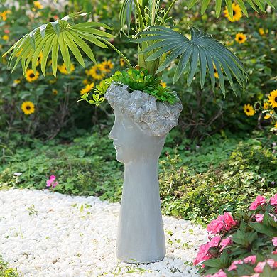 Flower Wreath Woman Head Cement Vase