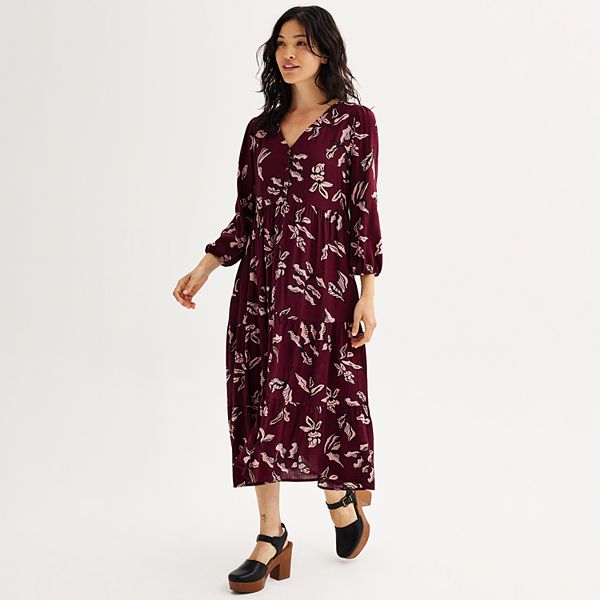 Women's Sonoma Goods For Life® 3/4 Sleeve Button Front Dress