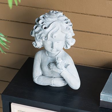 Bird on Girl's Hand Polyresin Vase