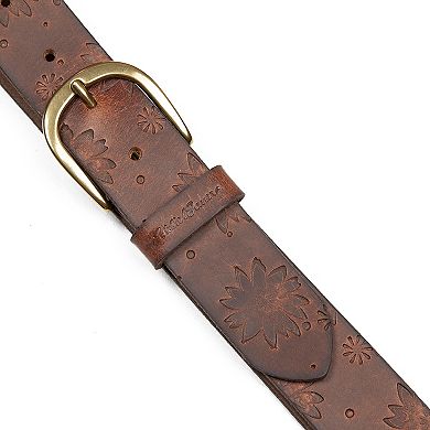 Women's Eddie Bauer 1.25-in Floral Tooled Leather Belt 