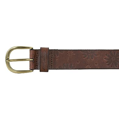 Women's Eddie Bauer 1.25-in Floral Tooled Leather Belt 