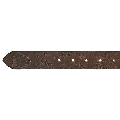 Women's Eddie Bauer 1.25-in Floral Tooled Leather Belt 