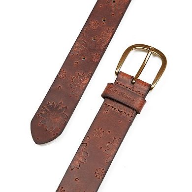 Women's Eddie Bauer 1.25-in Floral Tooled Leather Belt