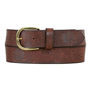 CTM Leather Western Belt - Floral Embossed, 1 3/8" Wide, Removable Buckle, Size 38, Red 7 thumbnail image