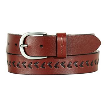 Women's Eddie Bauer 1.25 in Center Lacing Detailed Leather Belt