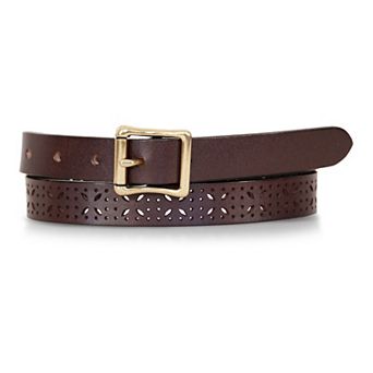 Women's Eddie Bauer 1 in Perforated Pattern Leather Belt