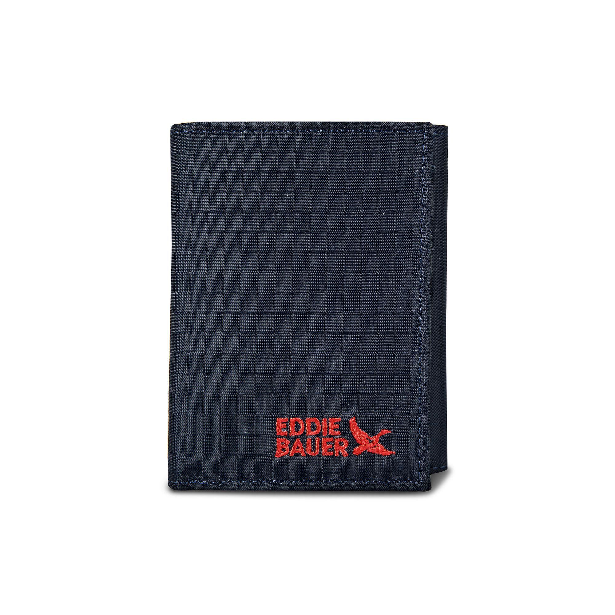 Mens Eddie Bauer Companion Ripstop Nylon Trifold RFID Wallet, Blue