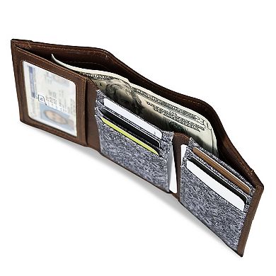 Men's Eddie Bauer Pioneer Leather Canvas Trifold Wallet