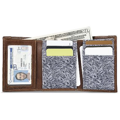 Men's Eddie Bauer Pioneer Leather Canvas Trifold Wallet