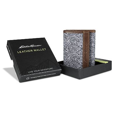 Men's Eddie Bauer Pioneer Leather Canvas Trifold Wallet