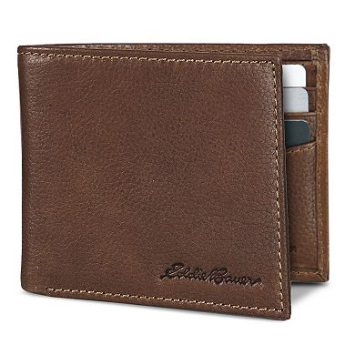 Men's Eddie Bauer Logo Leather Flip ID Bifold Wallet