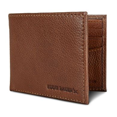 Men's Eddie Bauer Logo Leather Flip ID Bifold Wallet