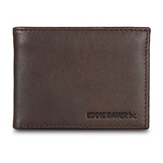 Men's Eddie Bauer Logo Leather Flip ID Bifold Wallet