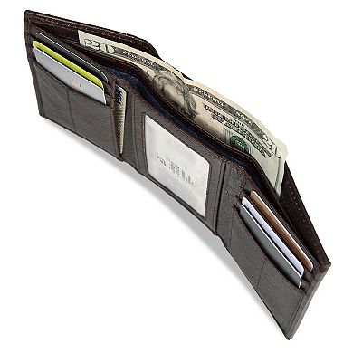 Men's Eddie Bauer Logo Leather Trifold Wallet