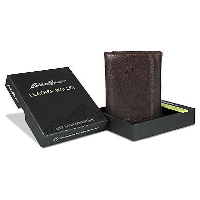 Men's Eddie Bauer Logo Leather Trifold Wallet