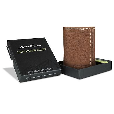 Men's Eddie Bauer Top Stitch Leather Trifold Wallet