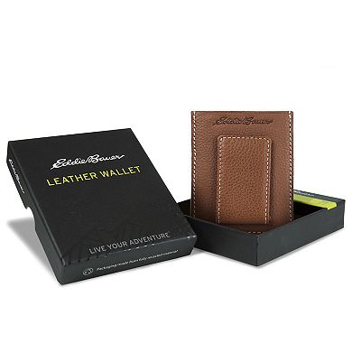 Men's Eddie Bauer Top Stitch Magnetic Leather Card Case