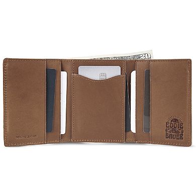 Men's Eddie Bauer Outdoor Embossed Logo Leather Trifold Wallet