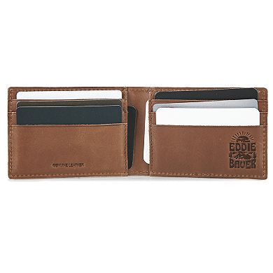 Men's Eddie Bauer Outdoor Embossed Logo Leather Front Pocket Wallet