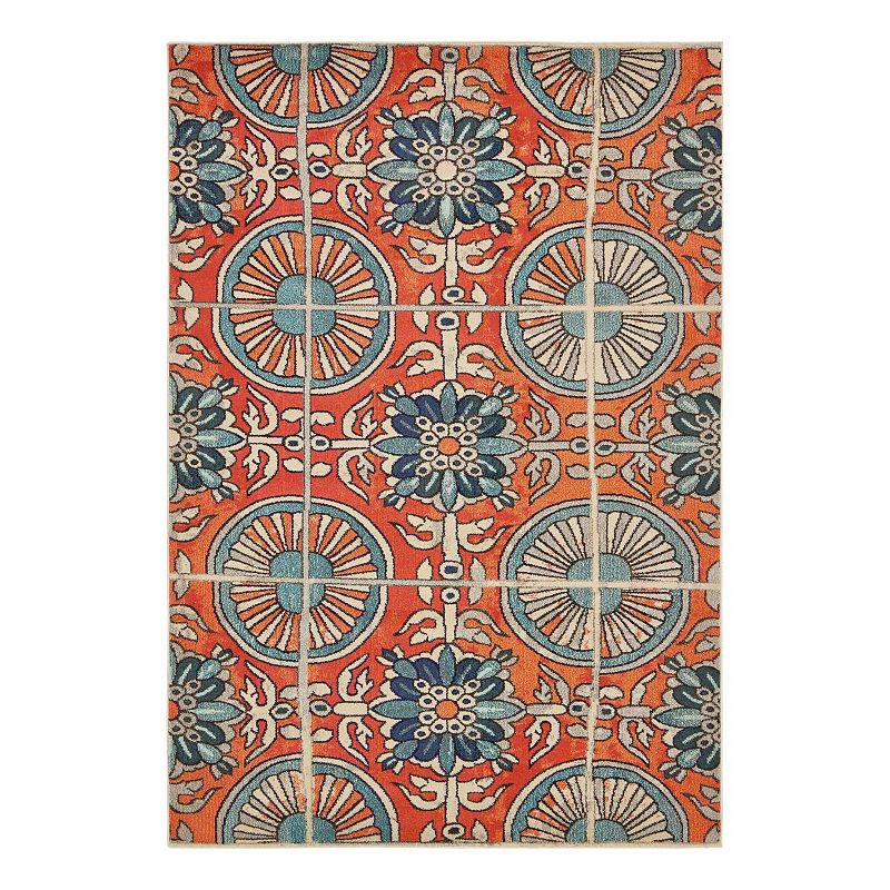 Unique Loom Salma Estrella Rug, Orange, 8Ft Rnd