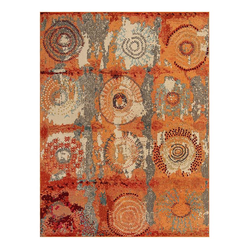 Unique Loom Sierra Estrella Rug, Orange, 8Ft Rnd