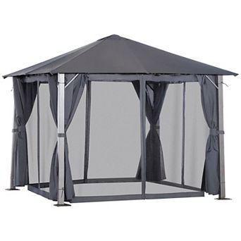 Outdoor Patio Soft Top Canopy Gazebo Tent W/ Side Curtains