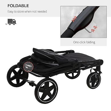 Pawhut One-click Foldable Pet Stroller With Shock Absorber, Gray