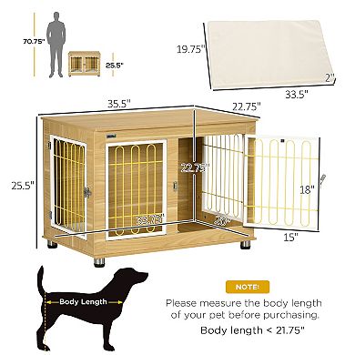 PawHut Modern Large Dog Crate End Table with Soft Cushion & Big ...