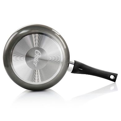 Oster Cocina 2.5 Quart Merrion Nonstick Aluminum Saucepan with Lid in Metallic Grey