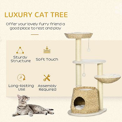 47" Cat Tree Activity Center Climbing Toy W/ Scratching Posts, Balls Bed Condo