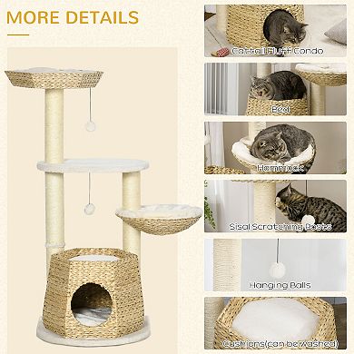 47" Cat Tree Activity Center Climbing Toy W/ Scratching Posts, Balls Bed Condo