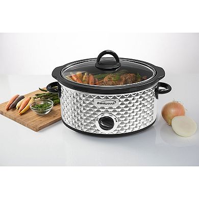 Brentwood SC-136BK 3.5 Quart Kitchen Electric Slow Cooker Pot, Stainless Steel