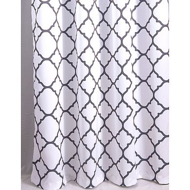 Montauk Accents 2 Piece White & Gray Trellis Light Filtering Modern Geometric Grommet Top Window Curtains