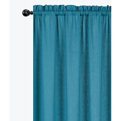 Kate Aurora Semi Sheer Flax Styled Turquoise Rod Pocket Single Window Curtain Panel