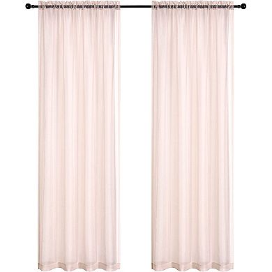 Kate Aurora 2 Piece Rose Pink Colored Rod Pocket Sheer Voile Window Curtains