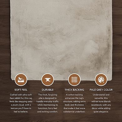 Linon Maven Faux Rabbit Rug Lavender