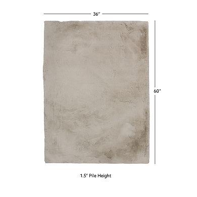 Linon Maven Faux Rabbit Rug Lavender