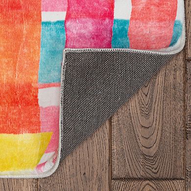 Linon Motif Faux Rabbit Rug Swatch Pink