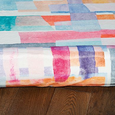 Linon Motif Faux Rabbit Rug Swatch Pink