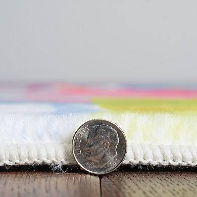 Linon Motif Faux Rabbit Rug Swatch Pink