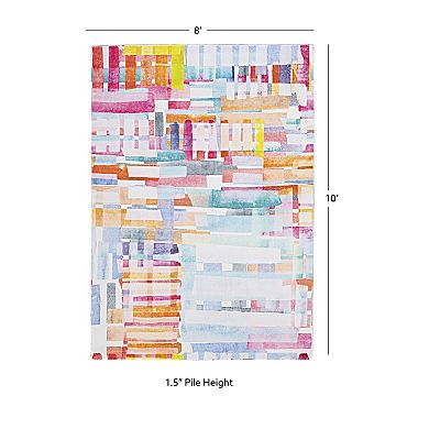 Linon Motif Faux Rabbit Rug Swatch Pink